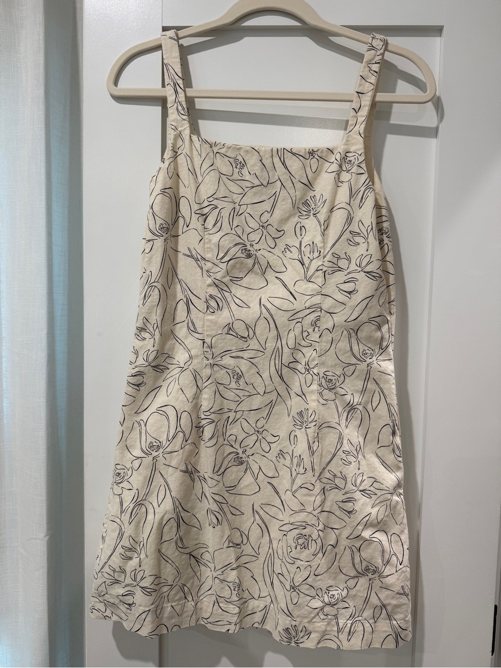Cream Floral Linen-Blend Sundress